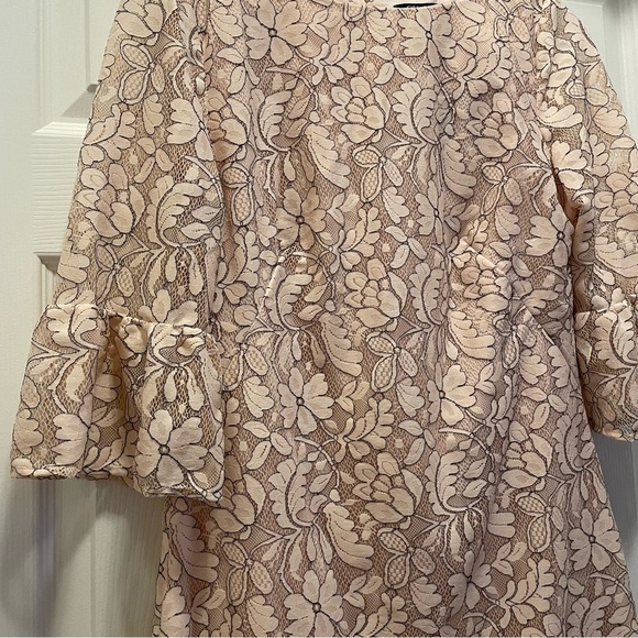 NWT Chaps Light Pink Lace Bell-Sleeve Sheath Dress Size 10 - Picture 2 of 6